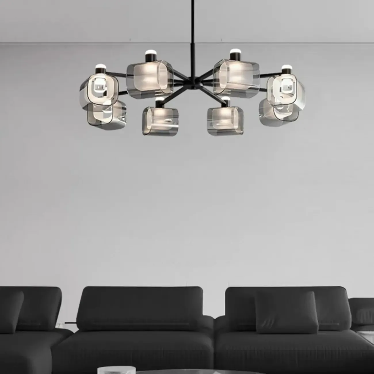 Modern Clear Glass Chandelier with Adjustable Hanging Length Image - 12