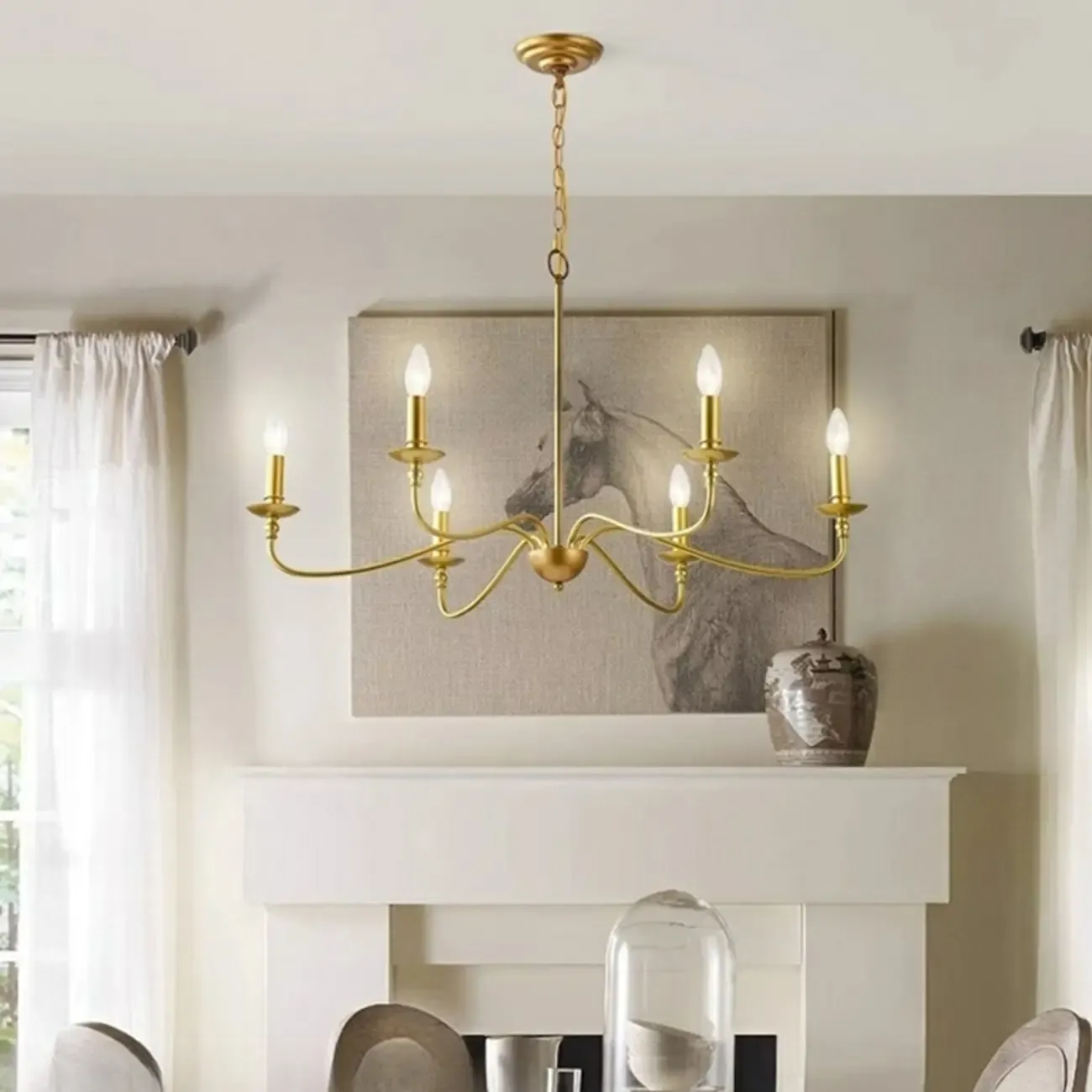 8-Light Vintage Elegant Candle Chandelier for Living Room Image - 16