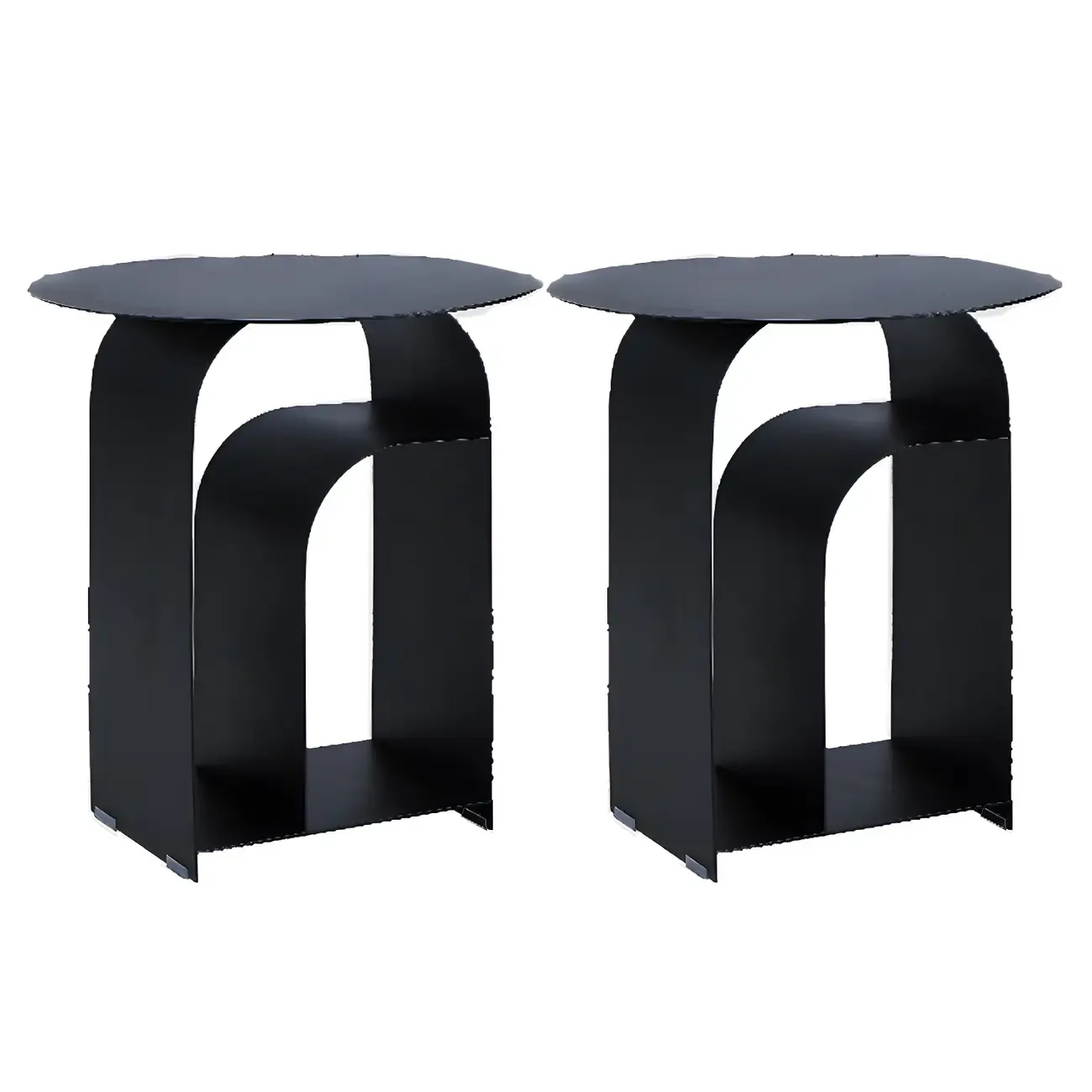 Simplistic White Metal Bedside Table with Open Storage Image - 13