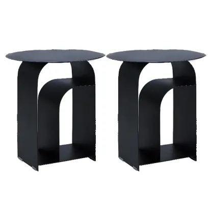 Simplistic White Metal Bedside Table with Open Storage Image - 13