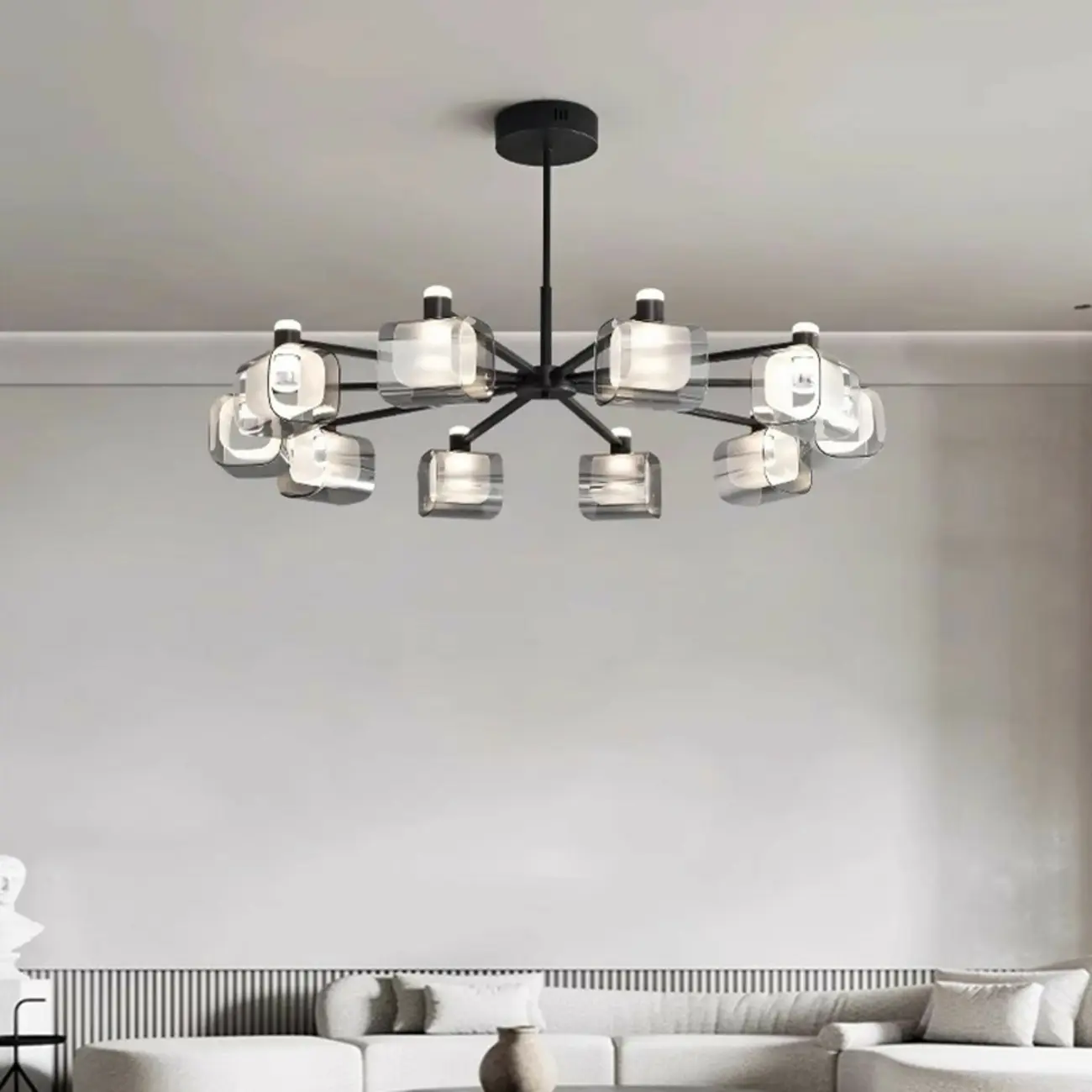 Modern Clear Glass Chandelier with Adjustable Hanging Length Image - 13 | homeyfad
