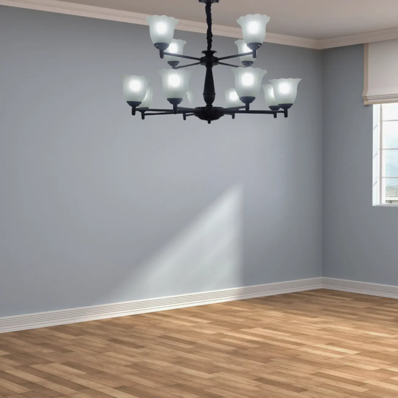 Vintage Metal Chandelier with Tulip Glass for Living Room Image - 8 | homeyfad