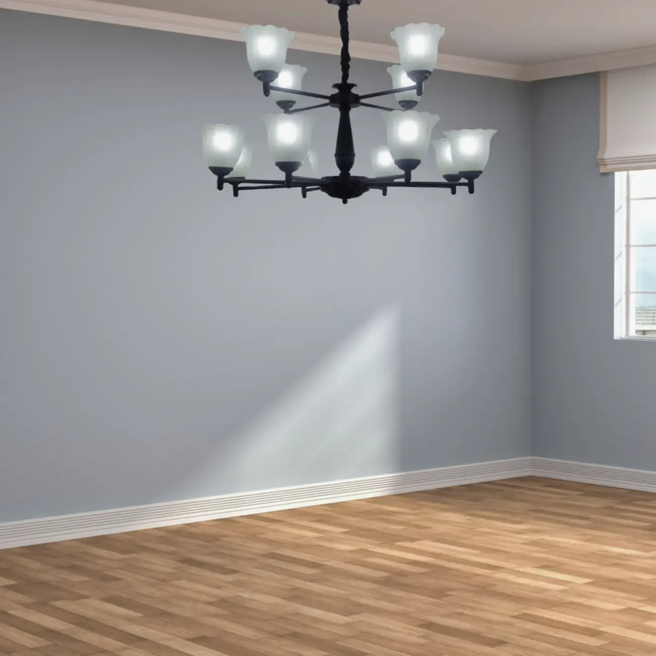 Vintage Metal Chandelier with Tulip Glass for Living Room Image - 8