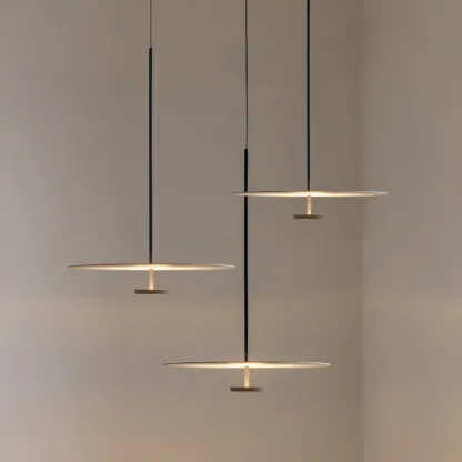Sleek LED Minimalist Disc Shape Pendant Light for Dining Room Decor Image - 3