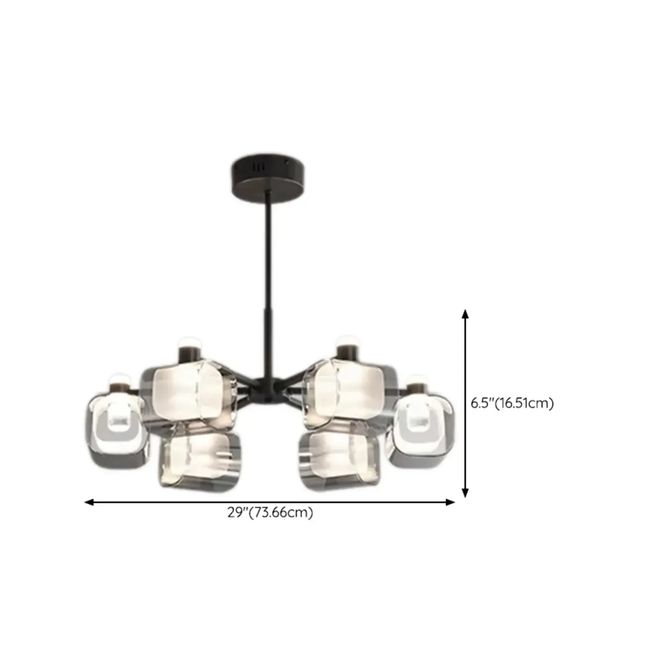 Modern Clear Glass Chandelier with Adjustable Hanging Length #size