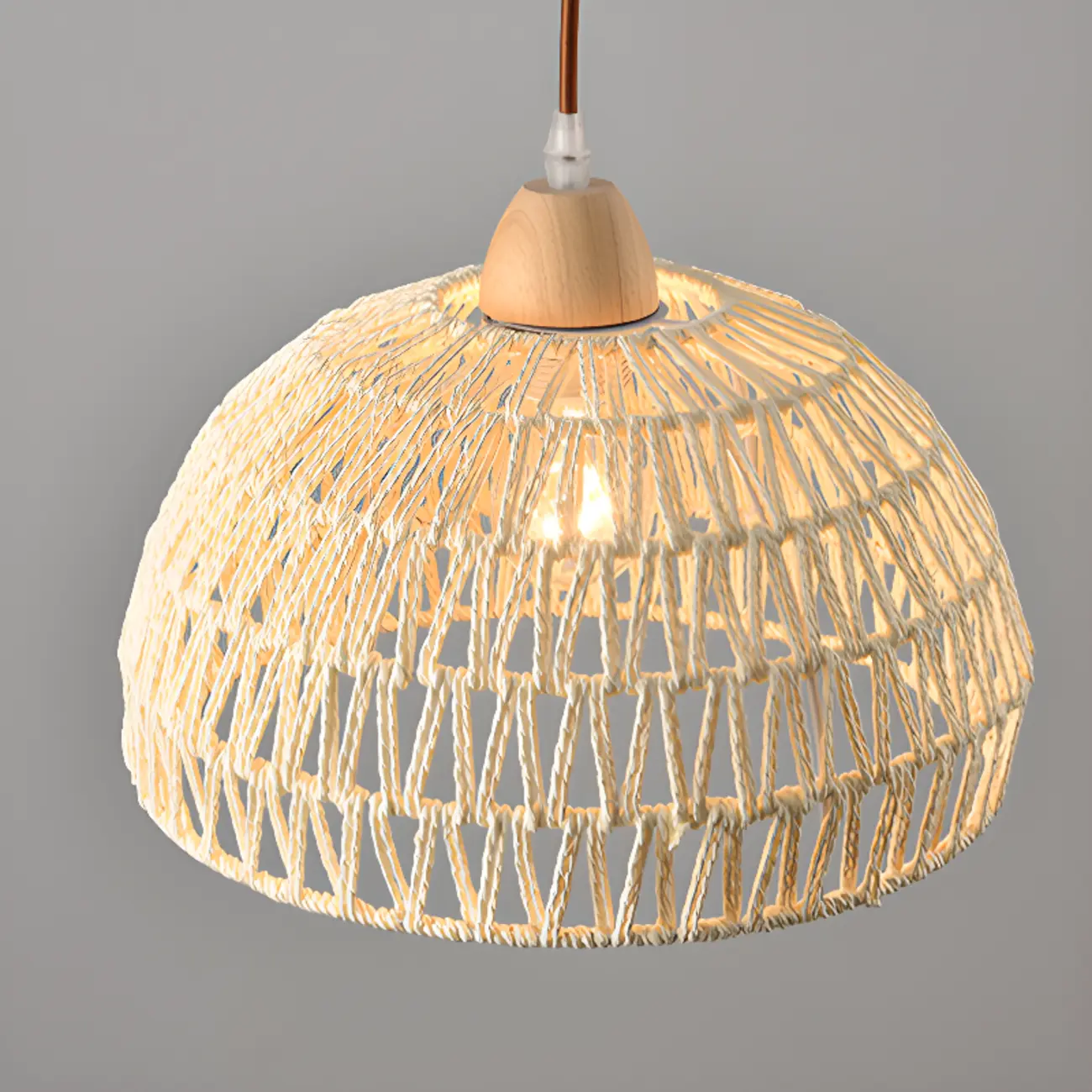 Natural Rattan Dome Pendant Lamp for Living Room Image - 16 | homeyfad