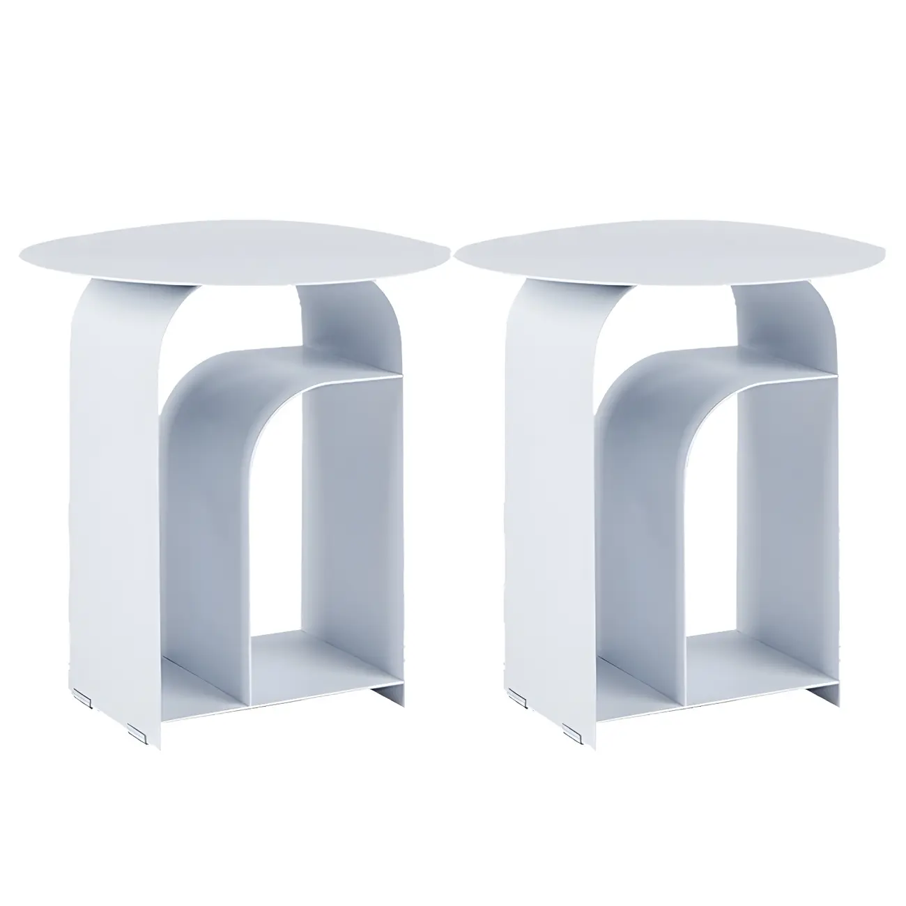 Simplistic White Metal Bedside Table with Open Storage Image - 15 | homeyfad