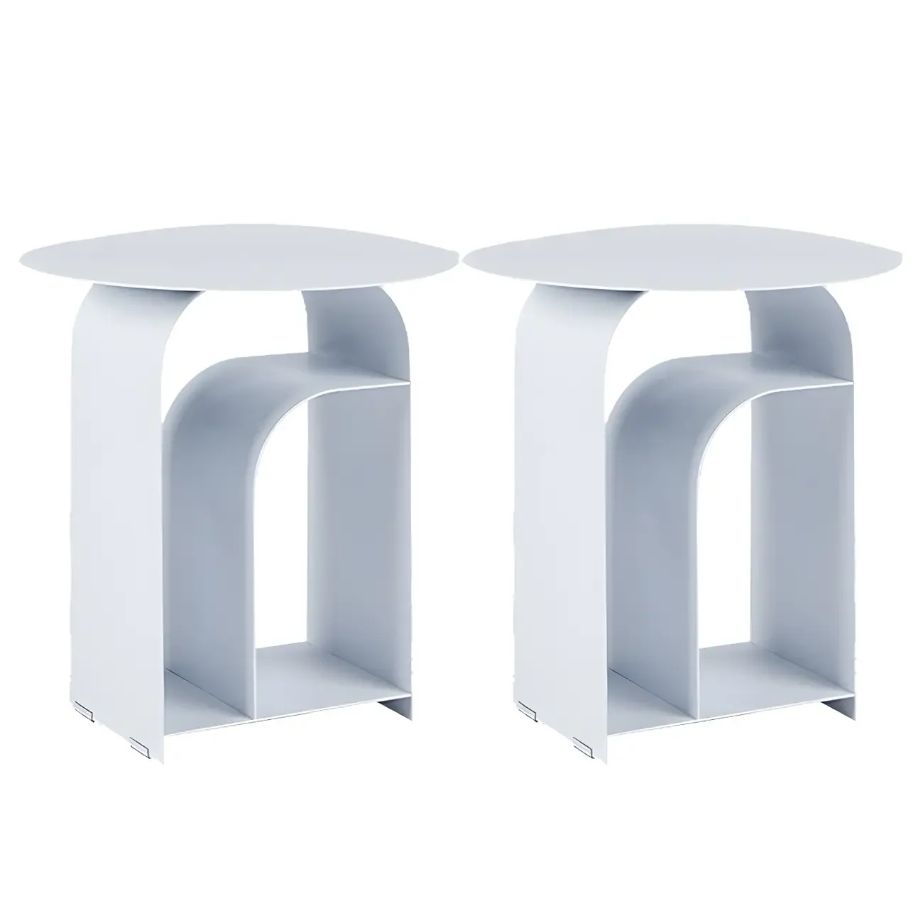 Simplistic White Metal Bedside Table with Open Storage Image - 15