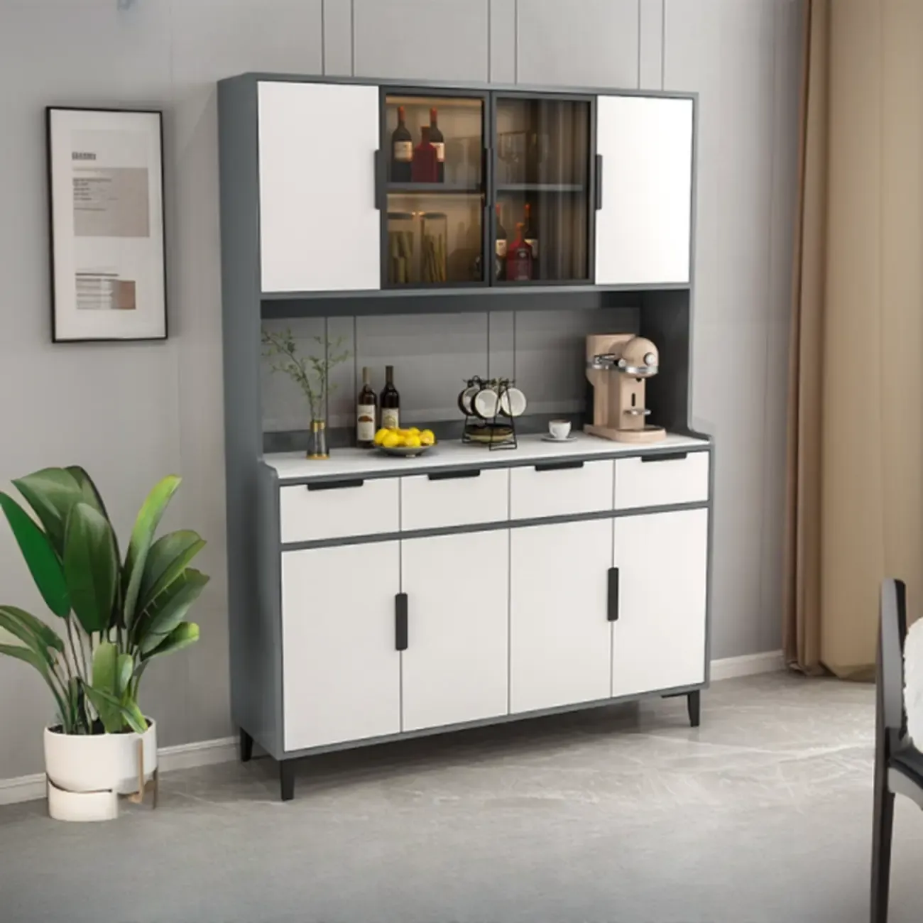 Modern Wooden Display Cabinet with Glass Doors Image - 1