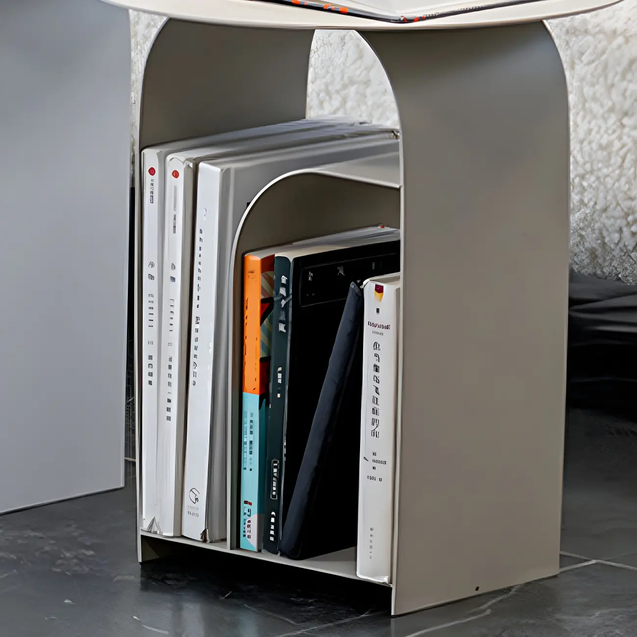 Simplistic White Metal Bedside Table with Open Storage Image - 16 | homeyfad