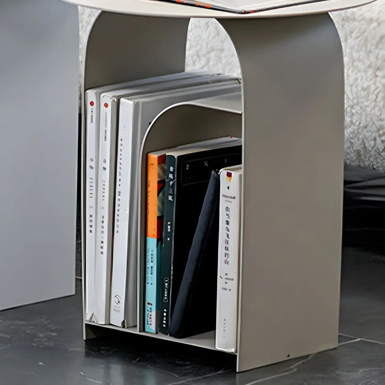 Simplistic White Metal Bedside Table with Open Storage Image - 16