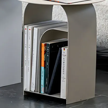 Simplistic White Metal Bedside Table with Open Storage Image - 16