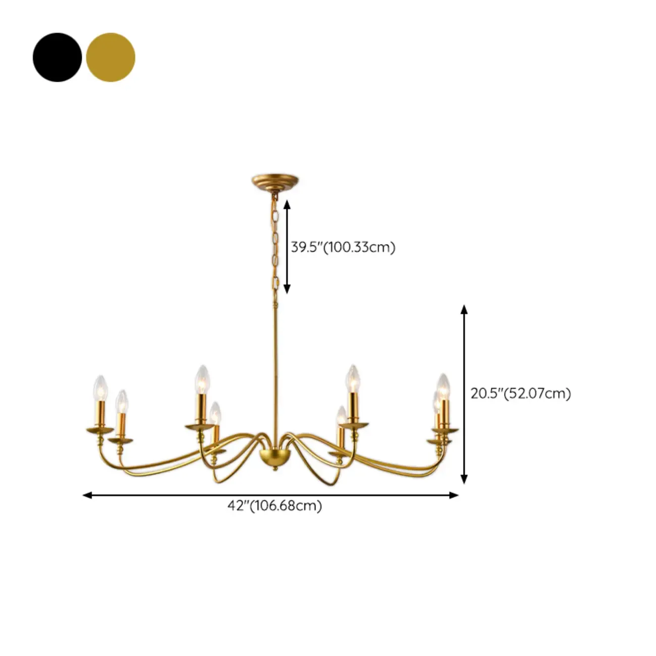 8-Light Vintage Elegant Candle Chandelier for Living Room Image - 20