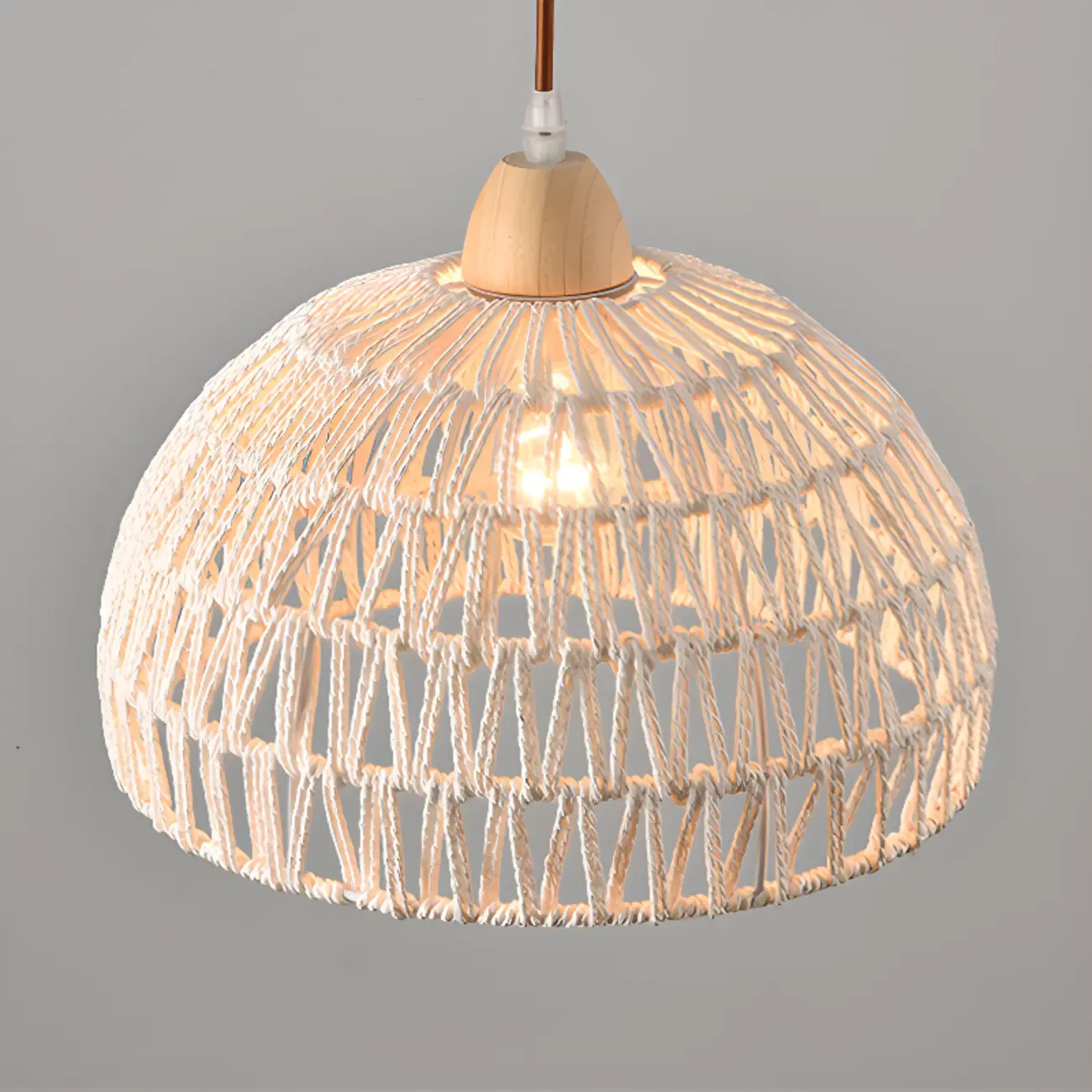 Natural Rattan Dome Pendant Lamp for Living Room Image - 17