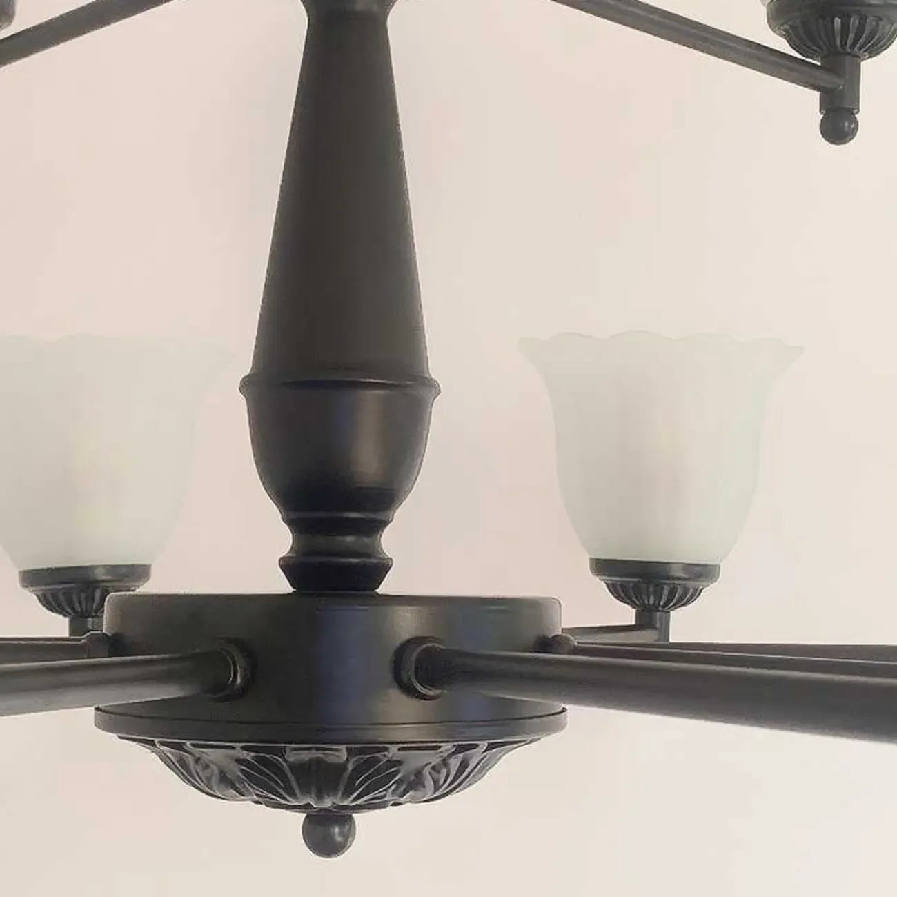 Vintage Metal Chandelier with Tulip Glass for Living Room Image - 11