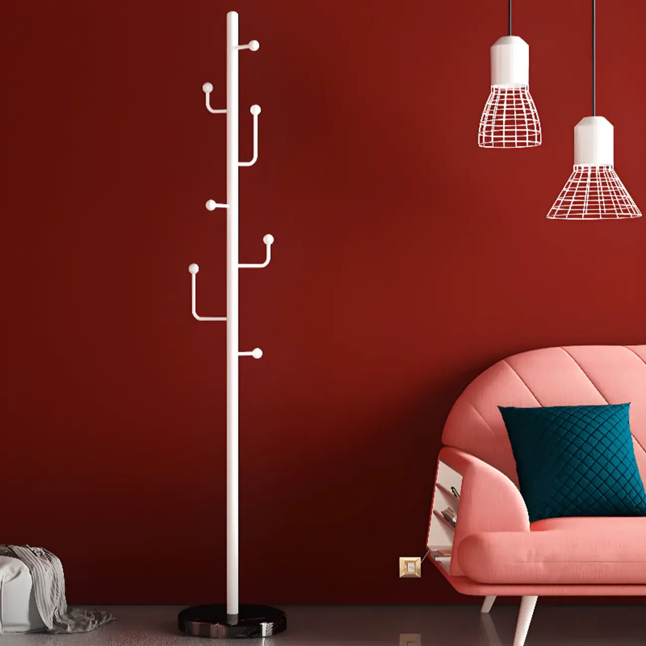 Glam Black Metal Freestanding Coat Rack Image - 17