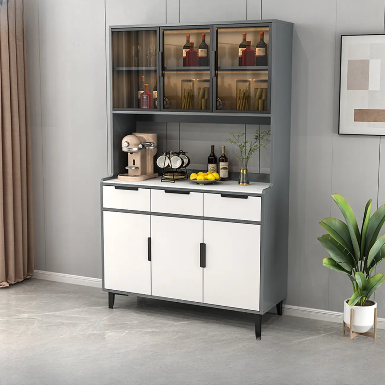 Modern Wooden Display Cabinet with Glass Doors Image - 5 | homeyfad