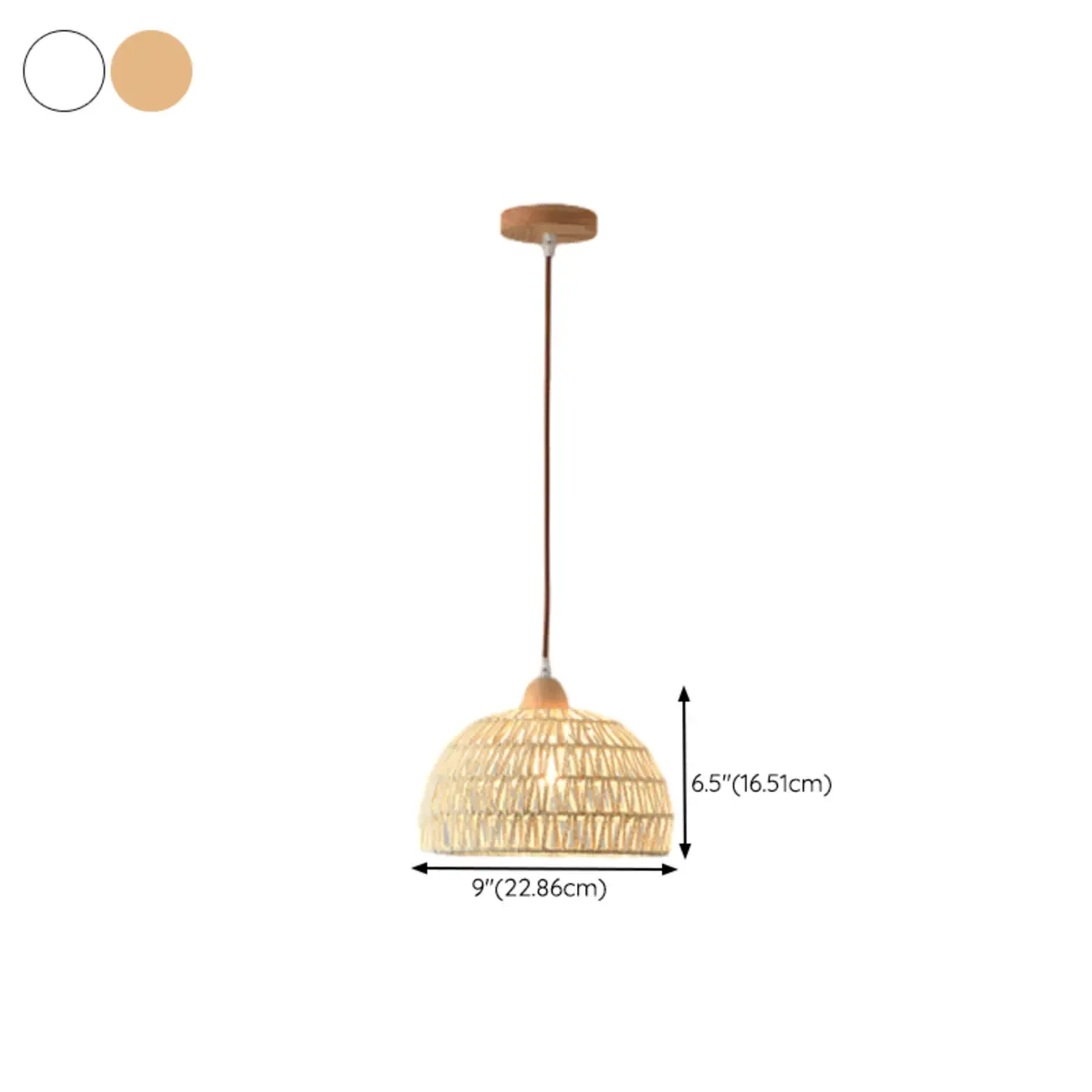 Natural Rattan Dome Pendant Lamp for Living Room #size