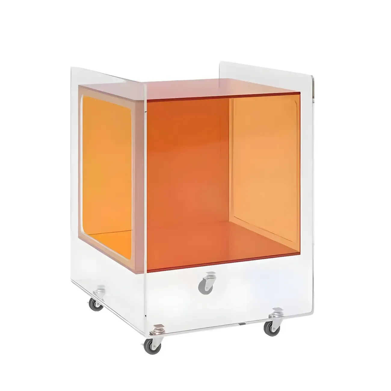Modish Clear Design Acrylic Nightstand with Casters Open Shelf Image - 5