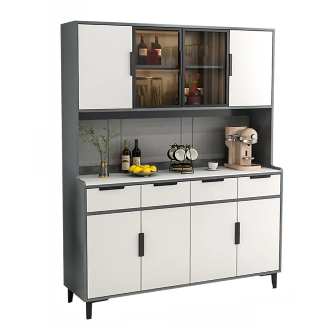 Modern Wooden Display Cabinet with Glass Doors Image - 6