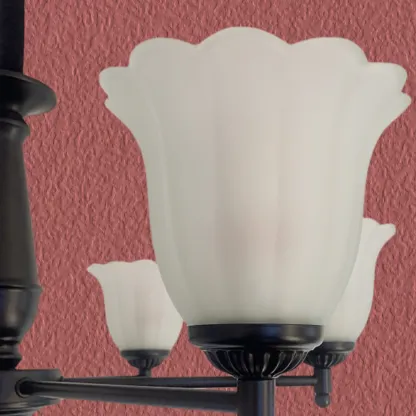 Vintage Metal Chandelier with Tulip Glass for Living Room Image - 12