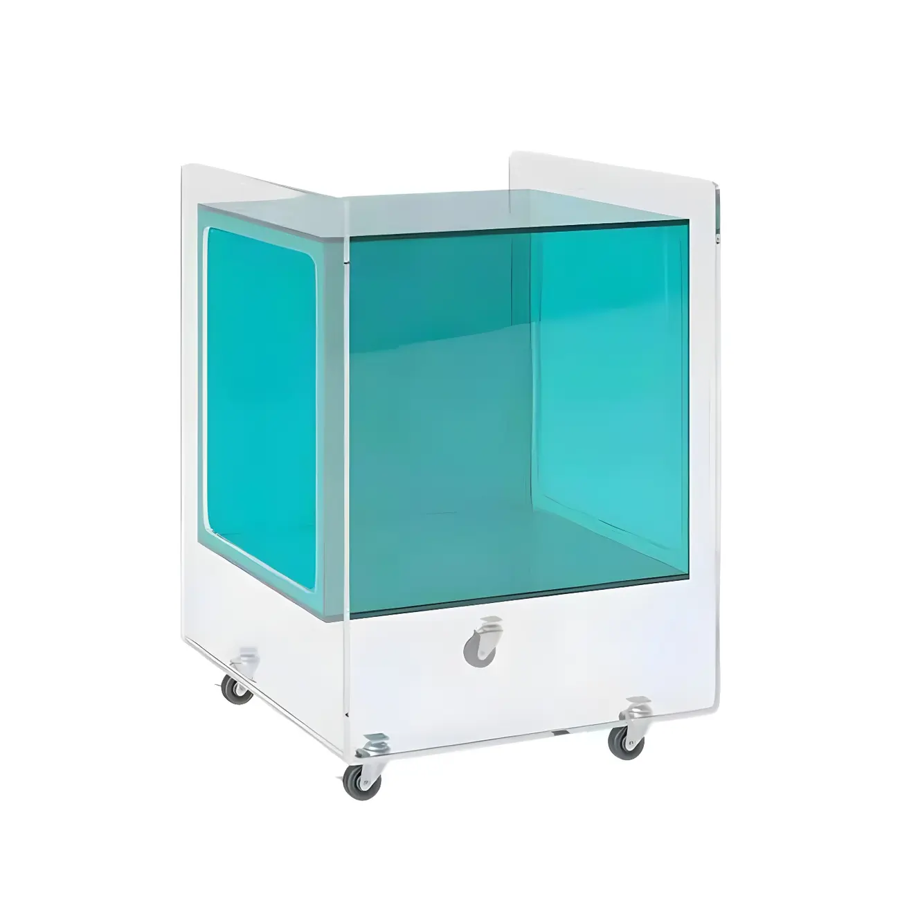 Modish Clear Design Acrylic Nightstand with Casters Open Shelf Image - 6 | homeyfad