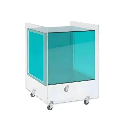 Modish Clear Design Acrylic Nightstand with Casters Open Shelf Image - 6