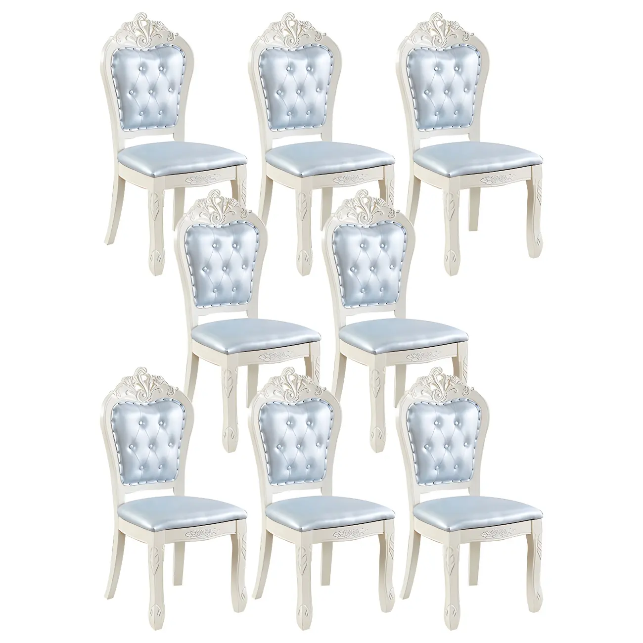 White Wood Victorian Upholstered Dining Chair Image - 23 | homeyfad