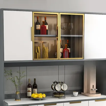 Modern Wooden Display Cabinet with Glass Doors Image - 7