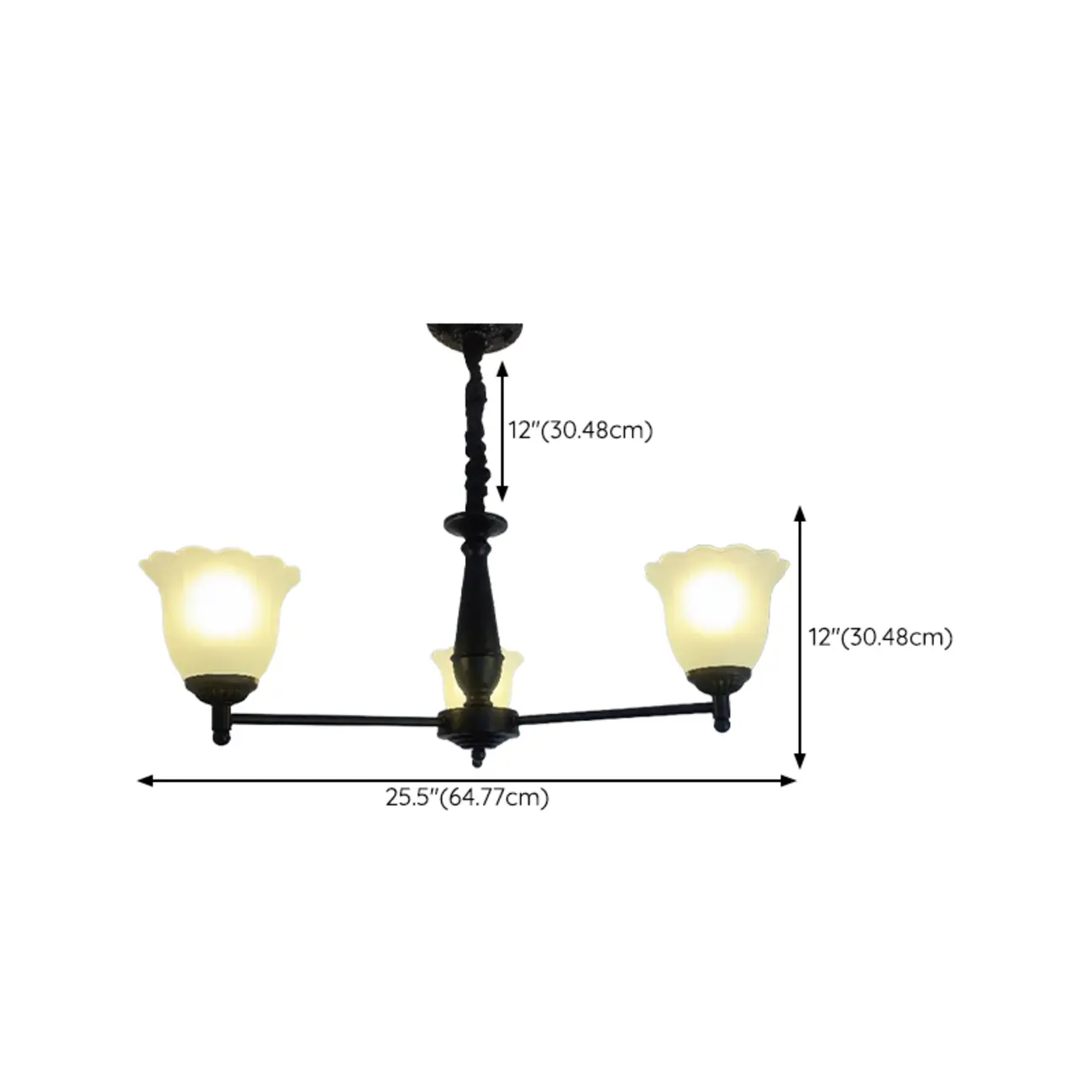 Vintage Metal Chandelier with Tulip Glass for Living Room #size | homeyfad