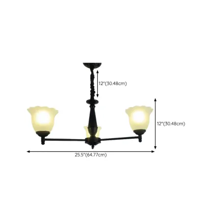 Vintage Metal Chandelier with Tulip Glass for Living Room #size