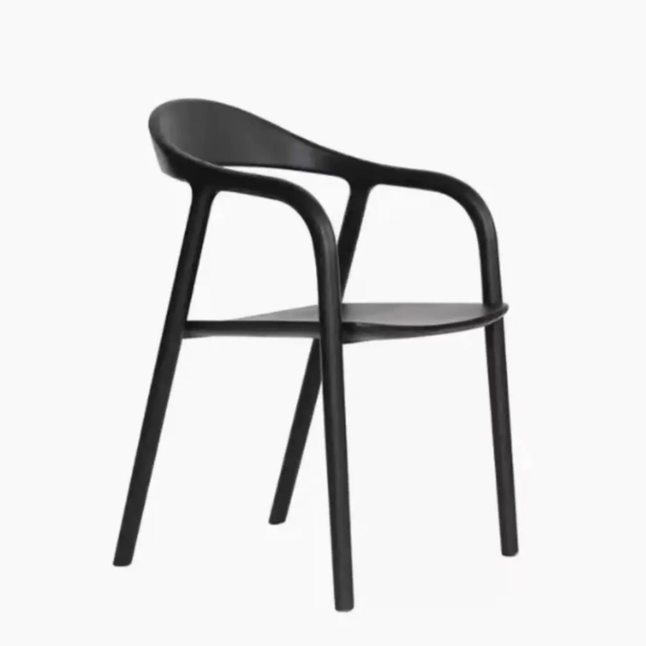 Modern Natural Wood Dining Chair Curved Back with Armrest Image - 7 | homeyfad
