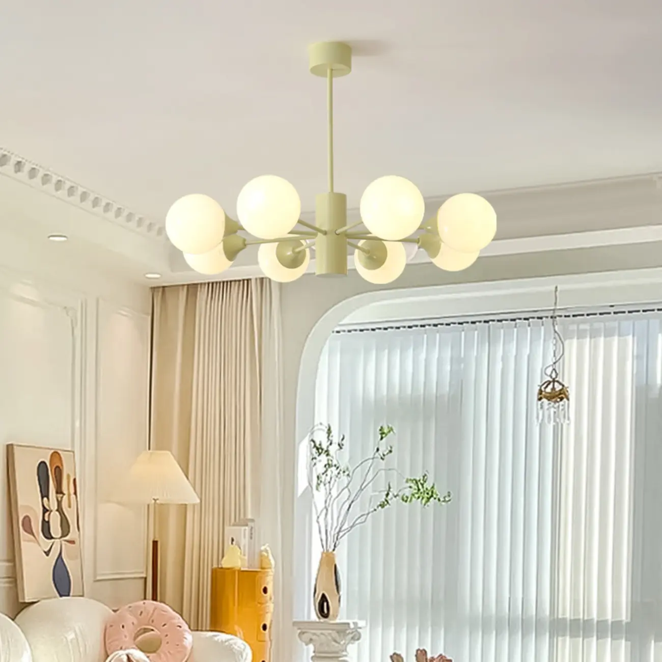 8-Light Modern Glass Globe Chandelier with Adjustable Design Image - 1 | homeyfad