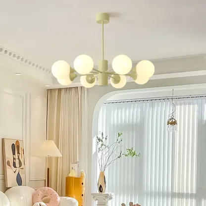 8-Light Modern Glass Globe Chandelier with Adjustable Design Image - 1