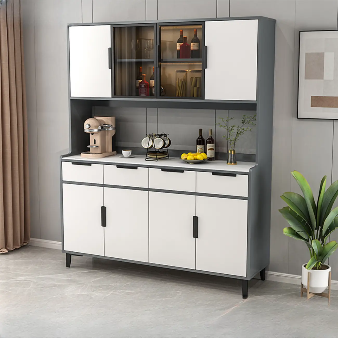 Modern Wooden Display Cabinet with Glass Doors Image - 4 | homeyfad