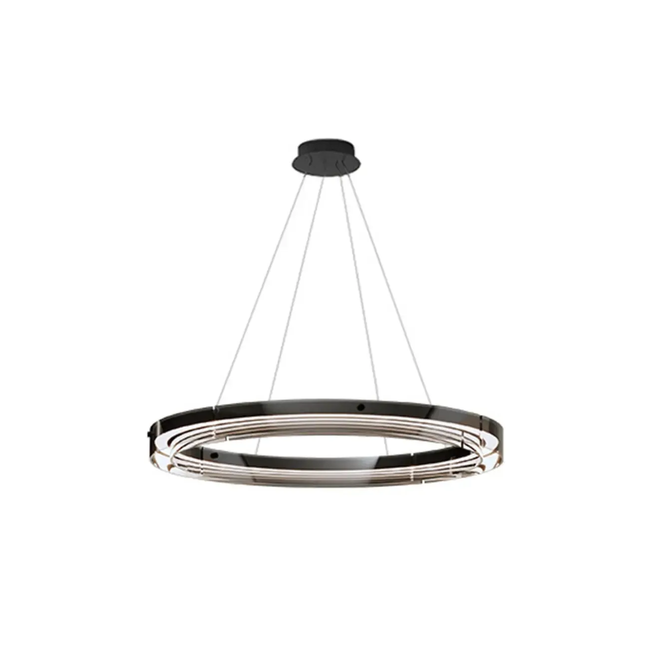 Modern LED Round Metal Chandelier with Flexible Height Image - 2