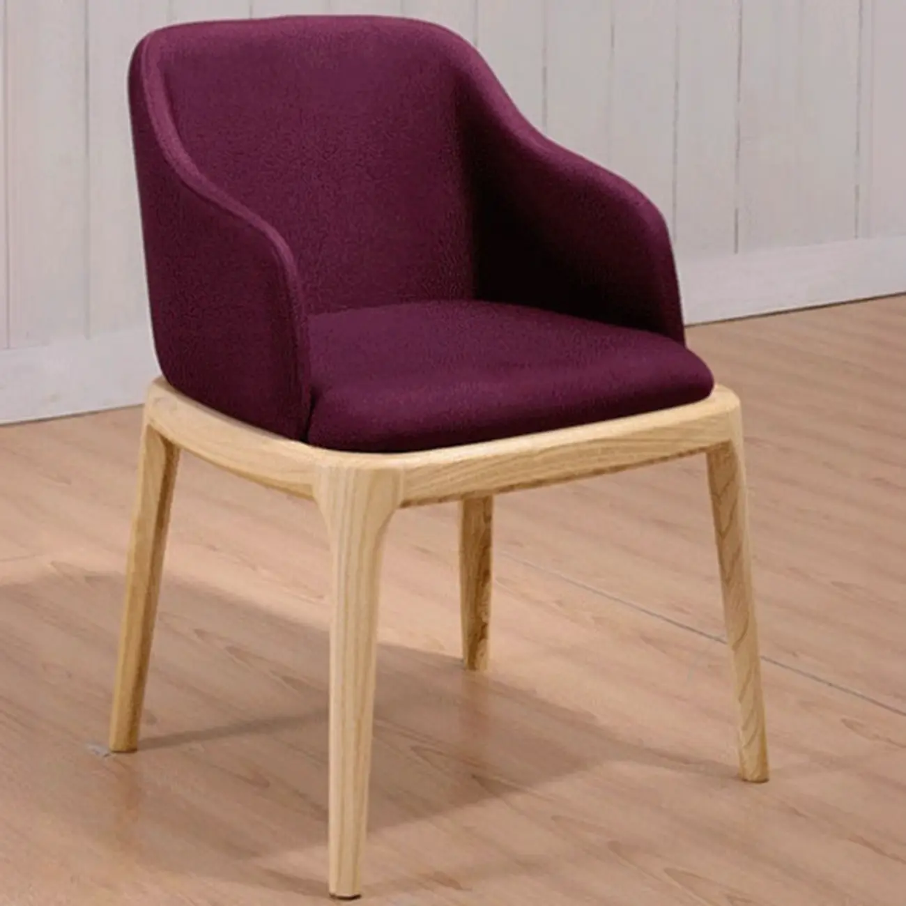 Linen Purple Upholstered Nordic Dining Chair with Armrest Image - 1 | homeyfad