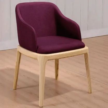 Linen Purple Upholstered Nordic Dining Chair with Armrest Image - 1