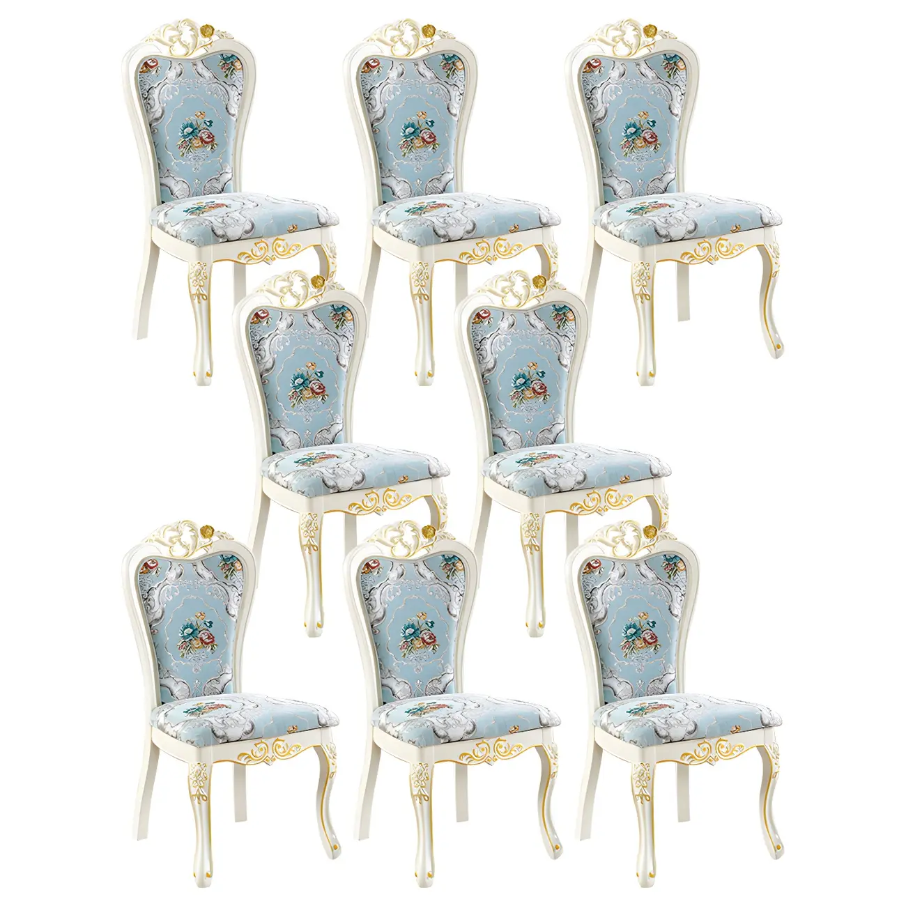 White Wood Victorian Upholstered Dining Chair Image - 25 | homeyfad