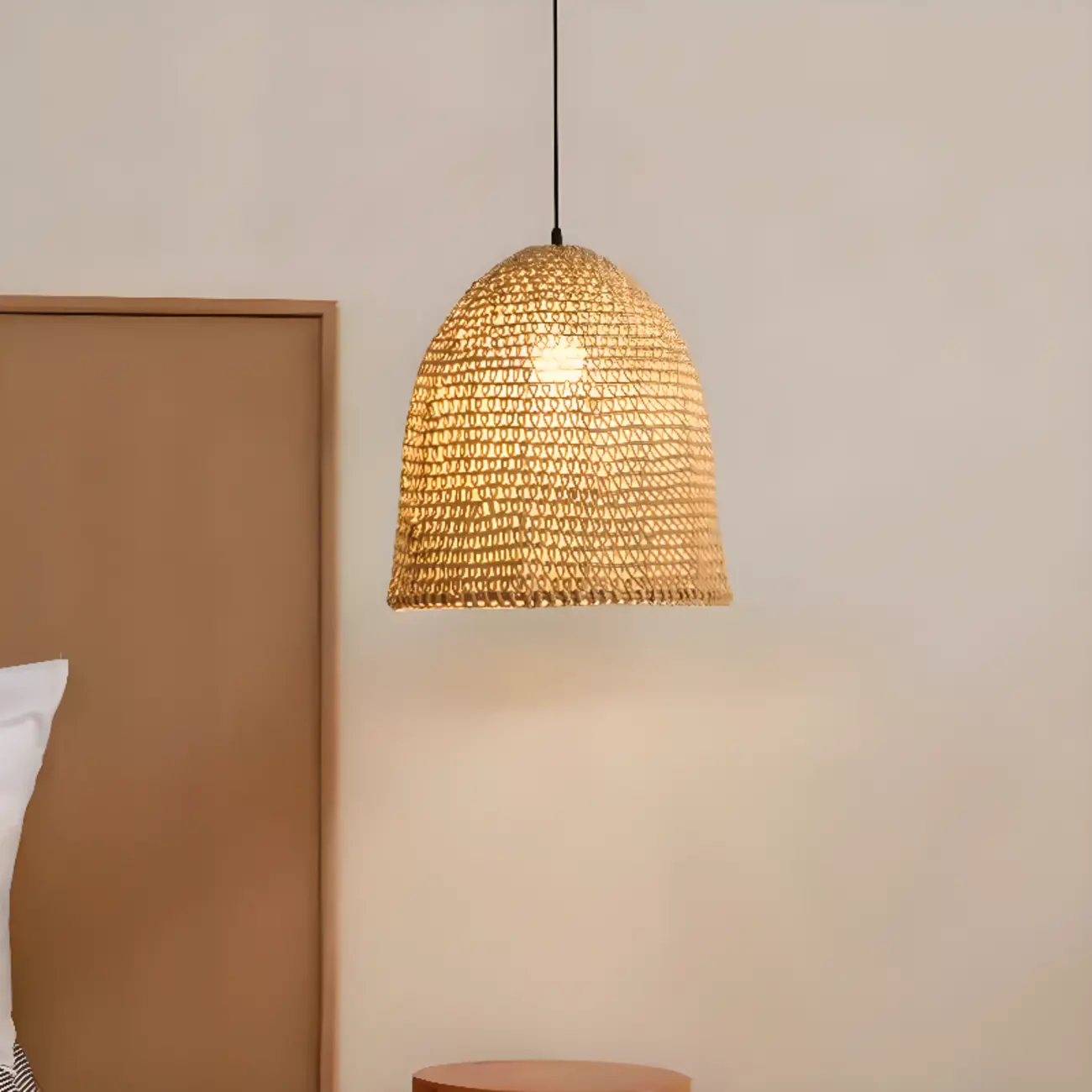Country Style Rattan Cage Shaped Pendant Light for Living Room Image - 1 | homeyfad