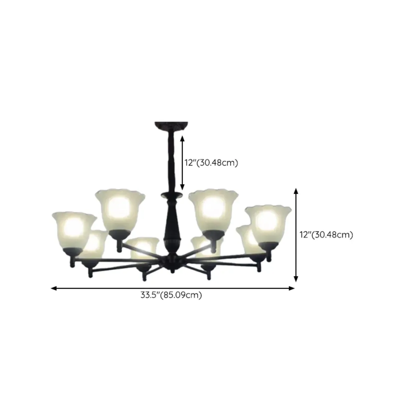 Vintage Metal Chandelier with Tulip Glass for Living Room Image - 15