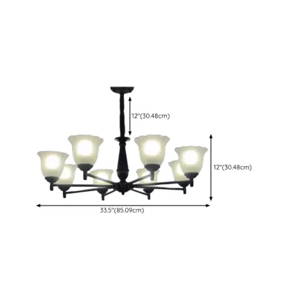 Vintage Metal Chandelier with Tulip Glass for Living Room Image - 15