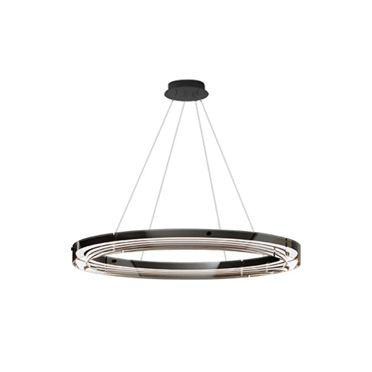 Modern LED Round Metal Chandelier with Flexible Height Image - 3 | homeyfad