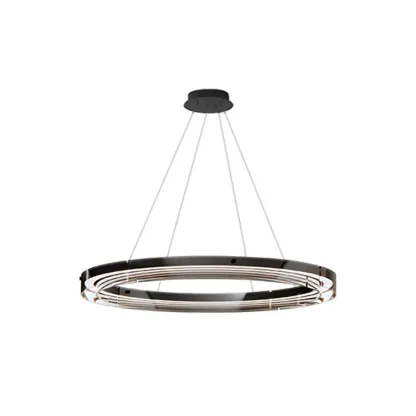 Modern LED Round Metal Chandelier with Flexible Height Image - 3