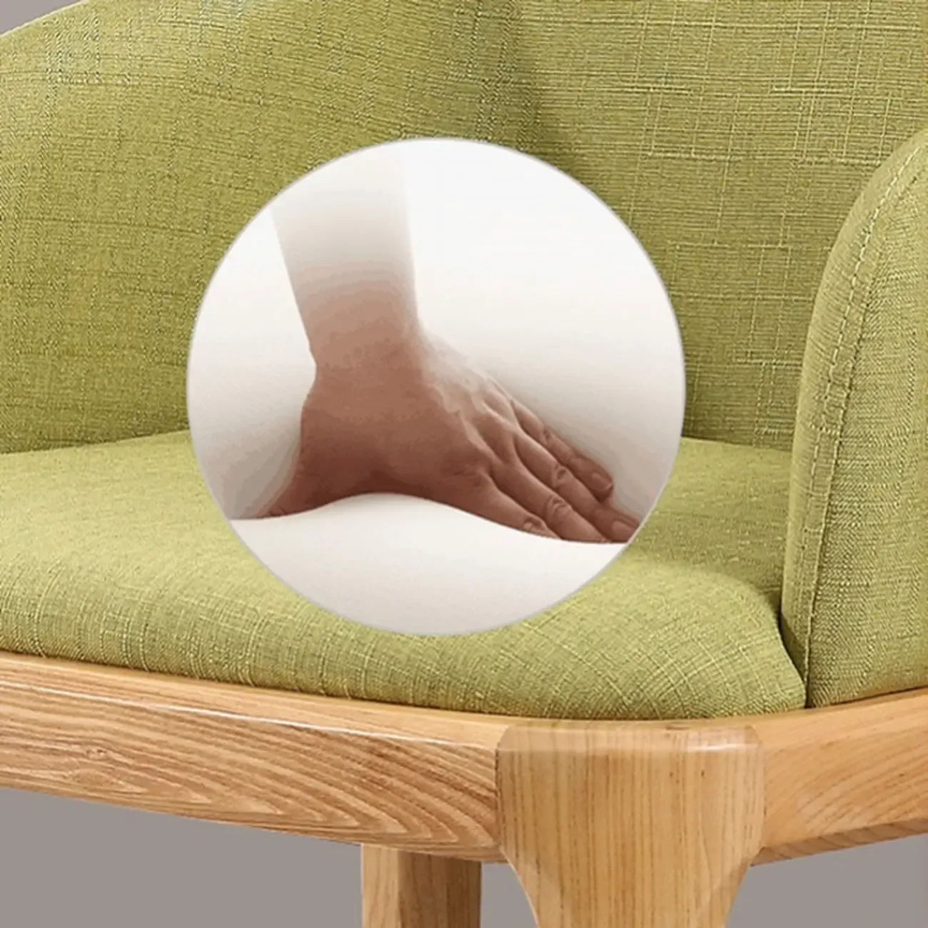 Linen Purple Upholstered Nordic Dining Chair with Armrest Image - 2