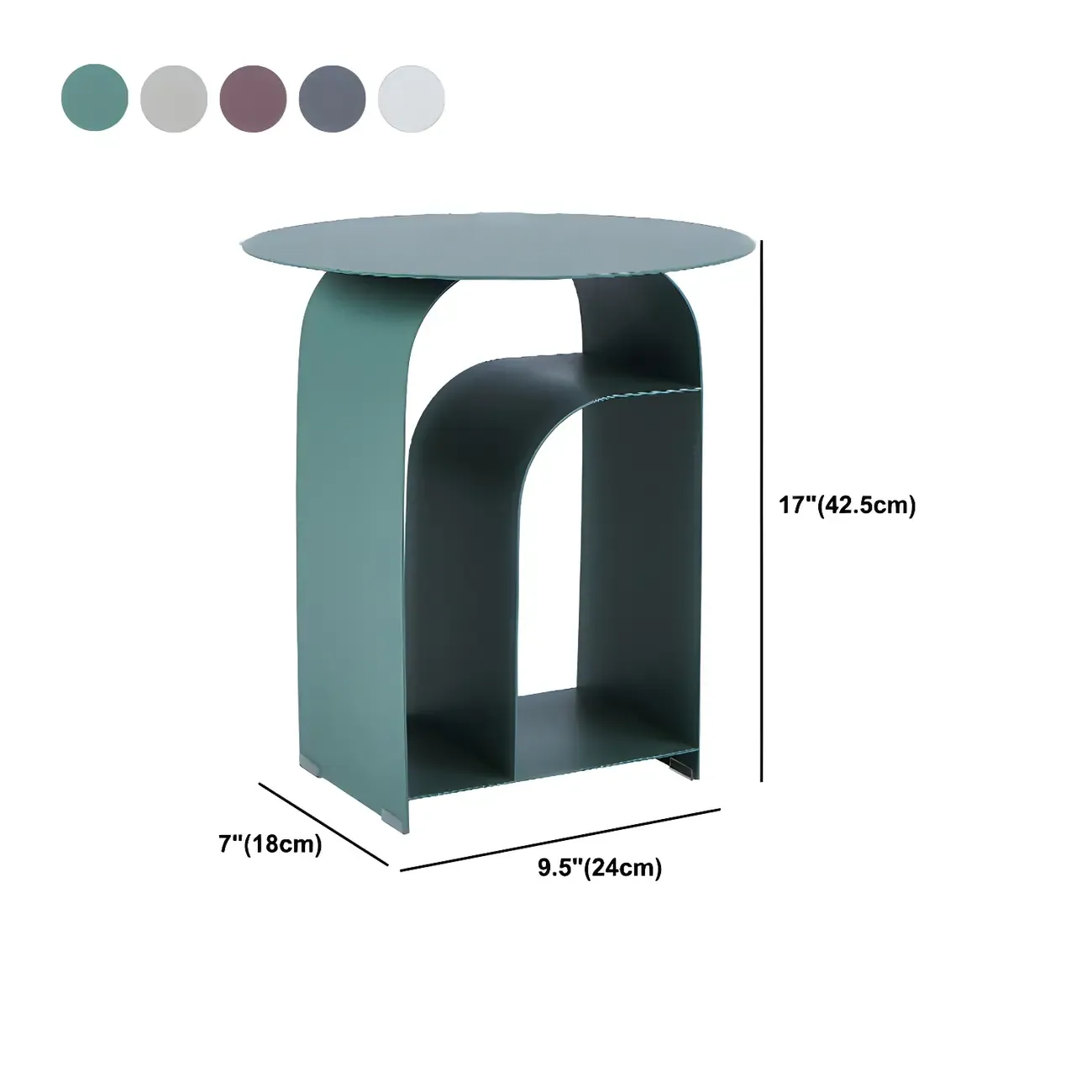 Simplistic White Metal Bedside Table with Open Storage #size