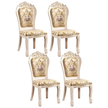 White Wood Victorian Upholstered Dining Chair Image - 26