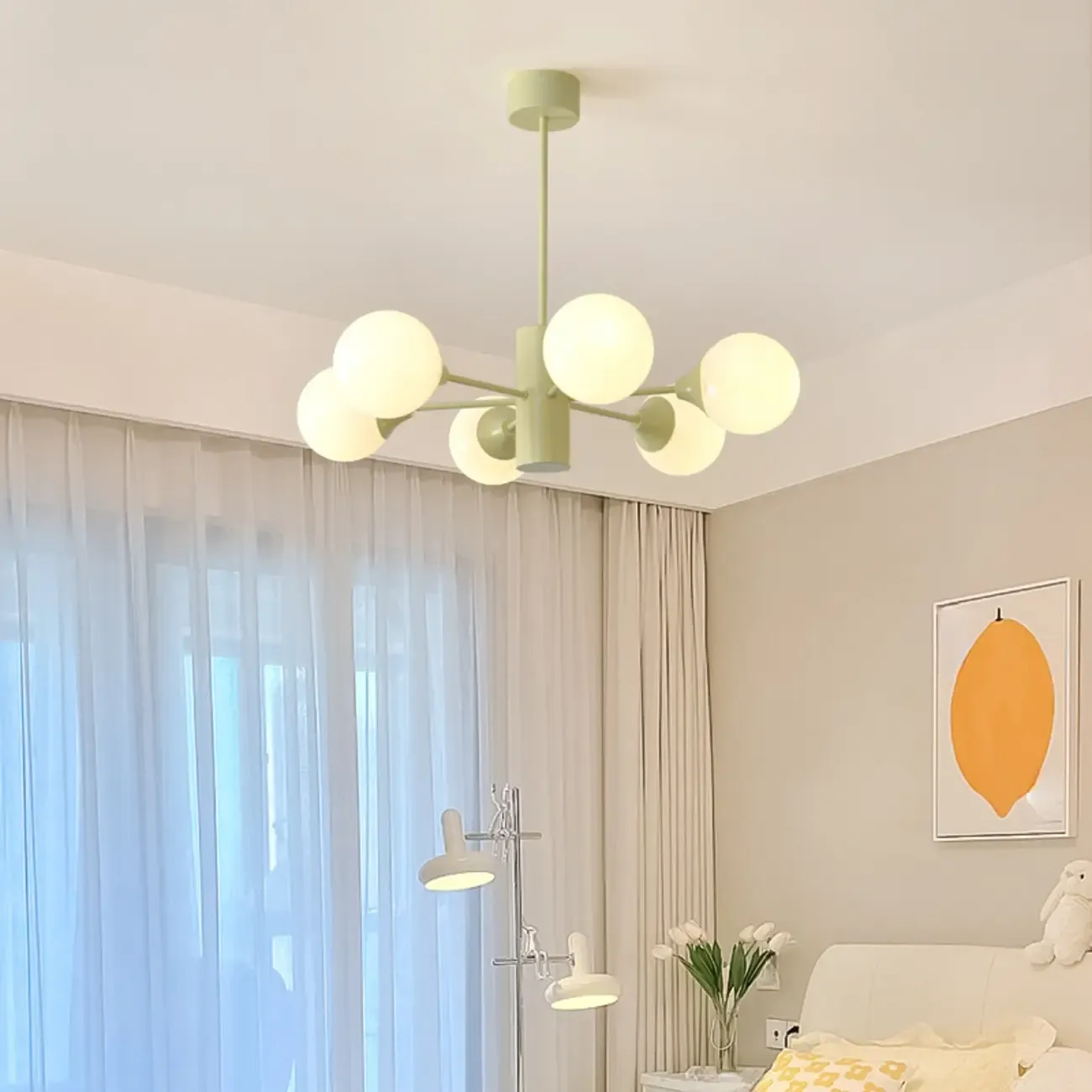 8-Light Modern Glass Globe Chandelier with Adjustable Design Image - 3