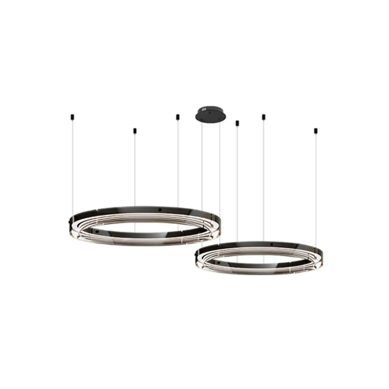 Modern LED Round Metal Chandelier with Flexible Height Image - 5