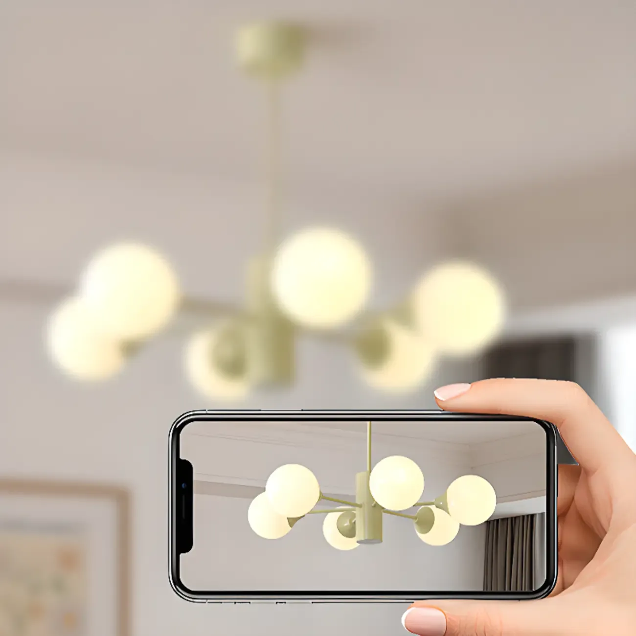 8-Light Modern Glass Globe Chandelier with Adjustable Design Image - 4